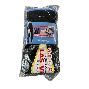 New NWT Las Vegas Nevada Black graphic Leggings Women's Size Large/XL